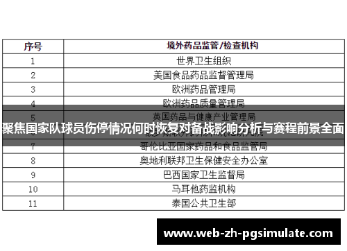 聚焦国家队球员伤停情况何时恢复对备战影响分析与赛程前景全面 聚焦国家队球员伤停情况何时恢复对备战影响分析与赛程前景全面